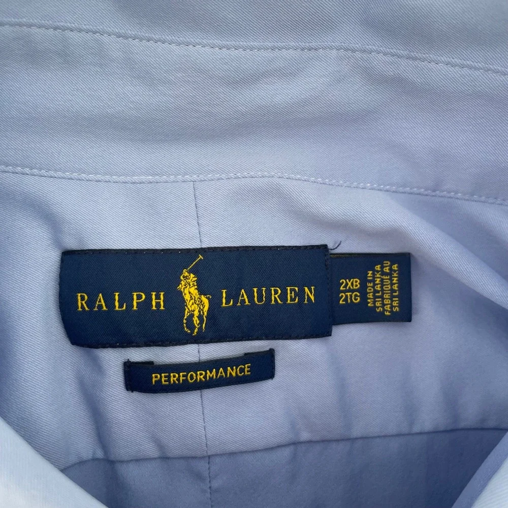 Ralph Lauren Button Down Men 2XB Blue Performance Stretch Long Sleeve Shirt NWOT
